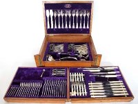 Lot 324 - Oak cased canteen of plated cutlery.
