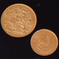 Lot 351 - 1/10th gold krugerand 1981 also 1906 gold