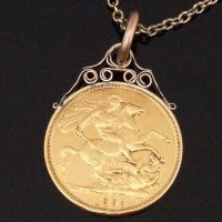 Lot 356 - Victoria £2 gold coin, mounted on chain.