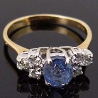 Lot 386 - Sapphire and Diamond 18ct gold ring.