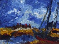 Lot 447 - Brian Dobson, Scottish harbour scene, oil