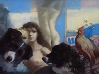 Lot 449 - Bohuslav Barlow, Blue Dogs, oil on canvas