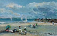 Lot 462 - Michael d'Aguilar, Sur la Plage, oil