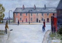 Lot 473 - A. Clegg, Street scene with figures, oil