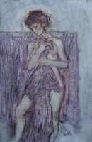 Lot 485 - Douglas Hills,   After the Bath, mixed media
