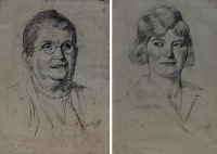 Lot 488 - C.F. Tunnicliffe, Female portraits, pencil (2)