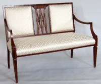 Lot 704 - Edwardian inlaid mahogany small settee