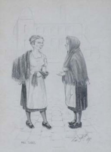 107 - Tom Dodson, Mill Girls, pencil