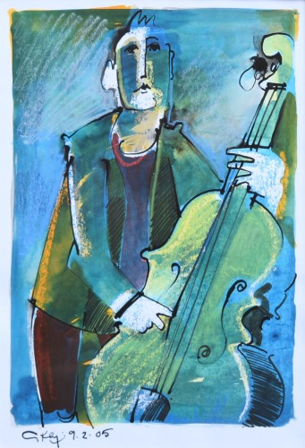 426 - Geoffrey Key, Bass Player, mixed media.