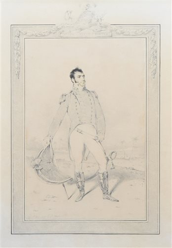 Lot 640 - George Chinnery, Portrait of a soldier, pencil and watercolour.